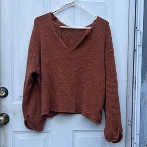 Wishlist Rust V-Neck Sweater
